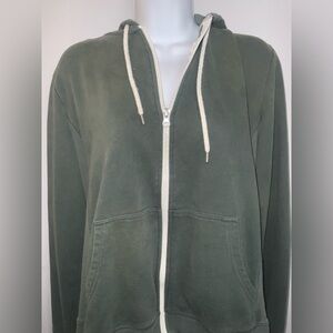 Preloved Ladies Champion Forest Green Zip-Up Hoodie Sz L